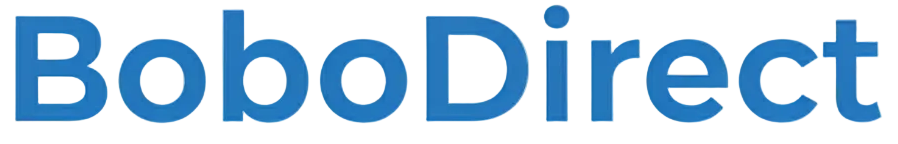 yr ak logo do jo simple word ma ho "BoboDirect" ya word ha as par logo bana color blue ma ho 